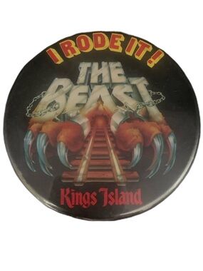 Vintage Kings Island I Rode It! The Beast Roller Coaster PinBack Pin Back Button